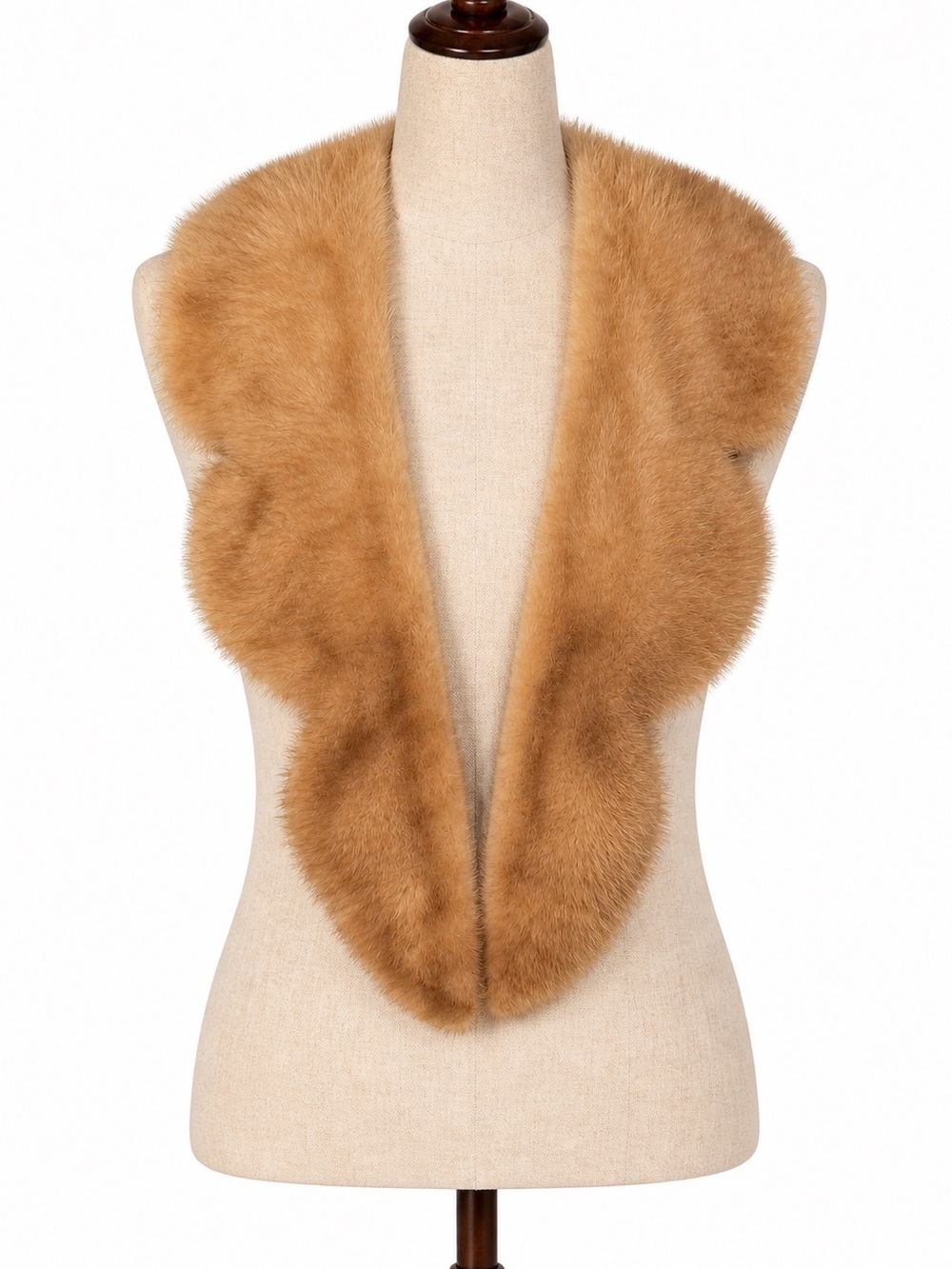 Vintage real fur collar.  60s bleached mink, scalloped, Back silk.